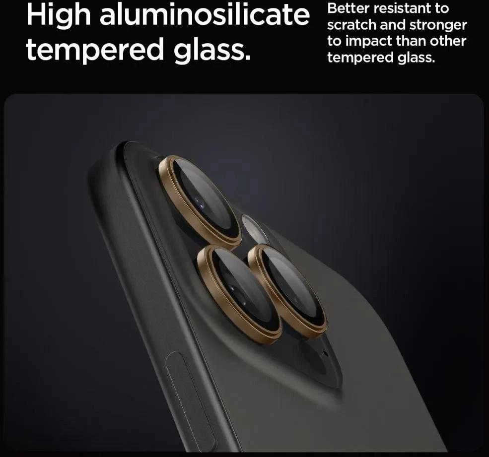 Spigen OPTIK PRO GLAS.TR ”EZ FIT” KAMEROS APSAUGOS 2 PAKUOTĖS Apple iPhone 16 PRO / PRO MAX DESERT TITANIUM