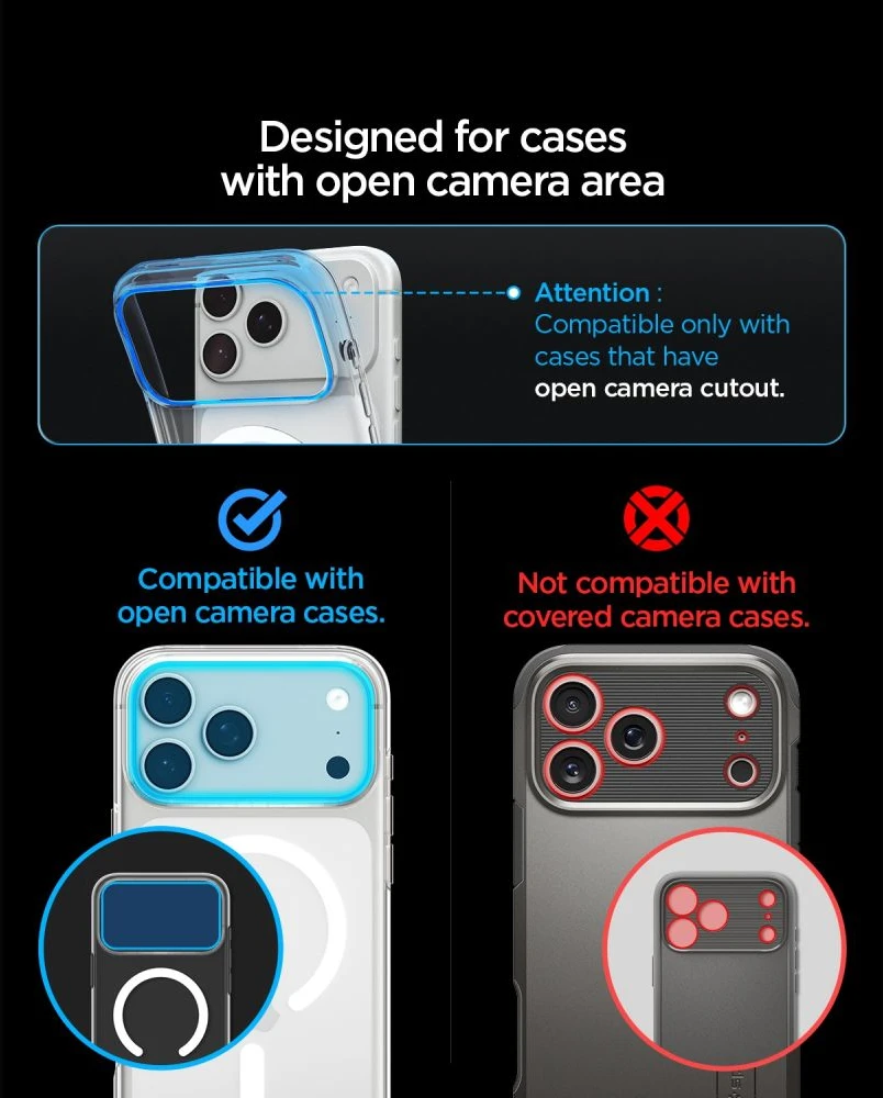 Spigen OPTIK PRO XL GLAS.TR EZ FIT KAMEROS APSAUGA IPHONE 18 PRO MAX DARK Pilkas