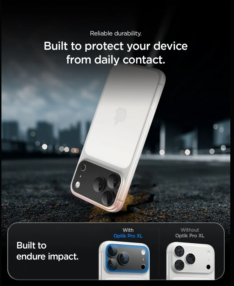 Spigen OPTIK PRO XL GLAS.TR EZ FIT KAMEROS APSAUGA IPHONE 18 PRO TAMSIAI PILKA