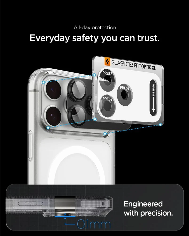 Spigen OPTIK PRO XL GLAS.TR EZ FIT KAMEROS APSAUGA IPHONE 18 PRO TAMSIAI PILKA