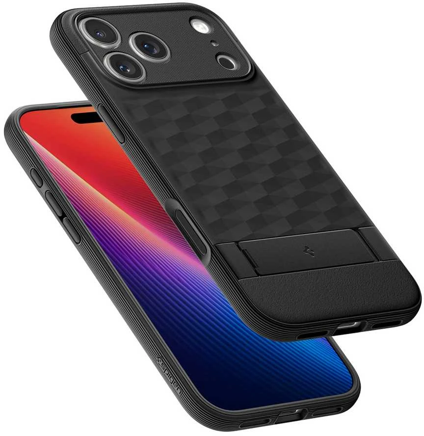 Spigen Parallax „S” MagSafe dėklas skirtas Apple iPhone 17Pro – matinis juodos spalvos