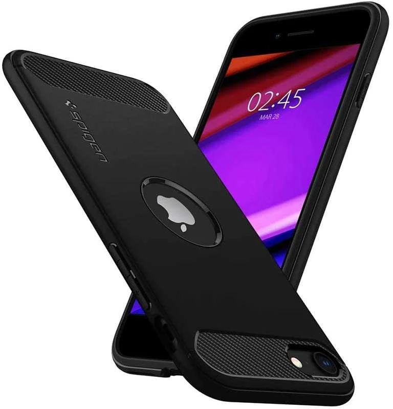 Spigen Rugged Armor – Dėklas iPhone SE 2022 / SE 2020 / 8 / 7 Juodas