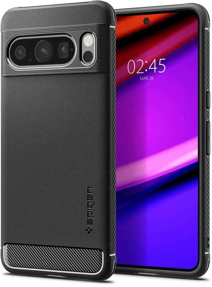 Dėklas Spigen Rugged Armor, matinė juoda - Google Pixel 8 Pro