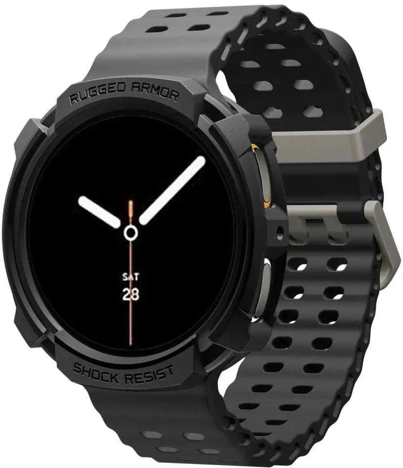 „Spigen Rugged Armor“, matinis juodas - „Galaxy Watch 8“ (40 mm)