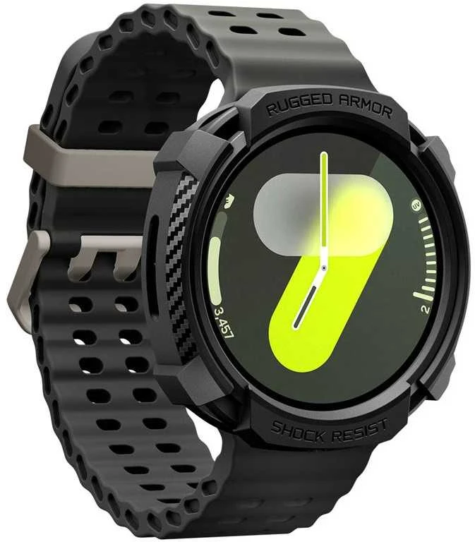 Spigen Rugged Armor, matinis juodas - Galaxy Watch 8 (44 mm)