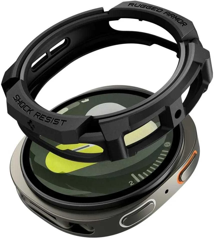 Spigen Rugged Armor, matinis juodas - Galaxy Watch 8 (44 mm)