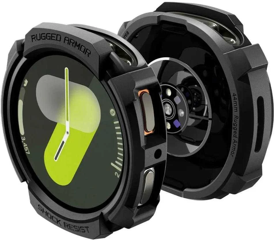 Spigen Rugged Armor, matinis juodas - Galaxy Watch 8 (44 mm)