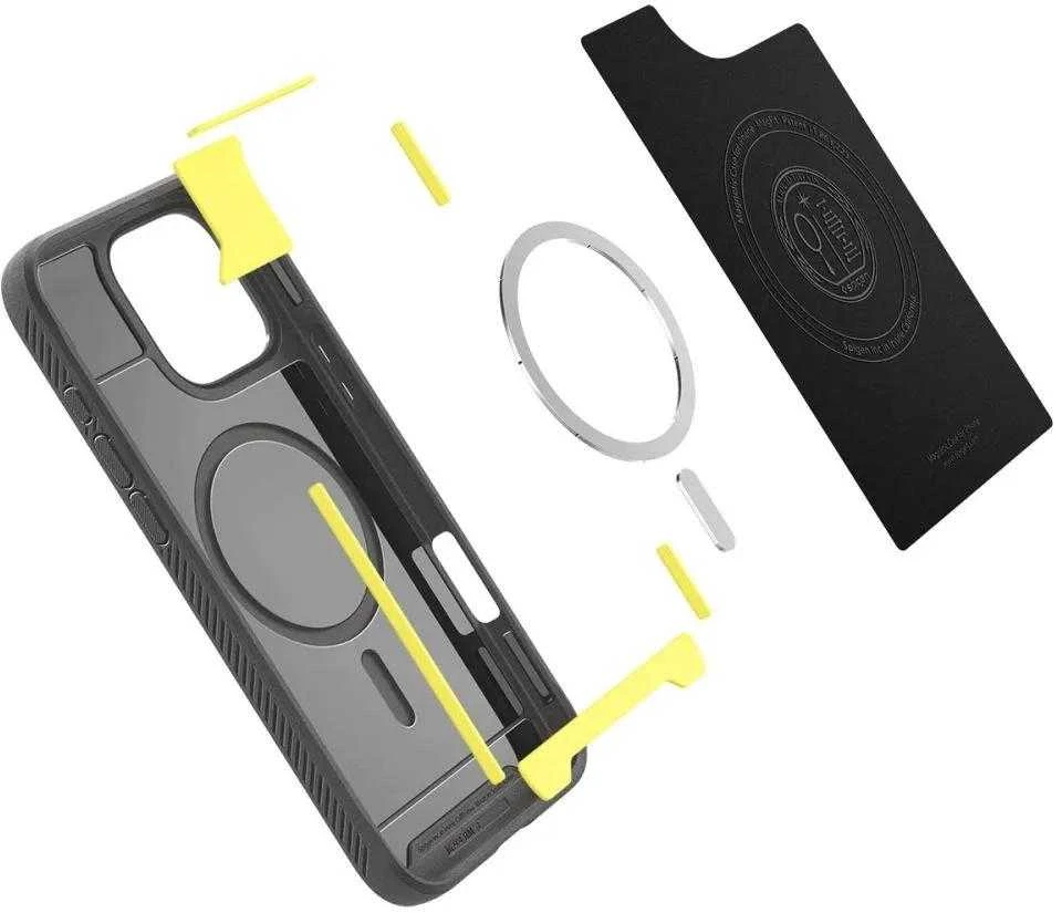 Spigen Rugged Armor MagSafe do Apple iPhone 16 Pro Max – dėklas telefonui pilkos spalvos