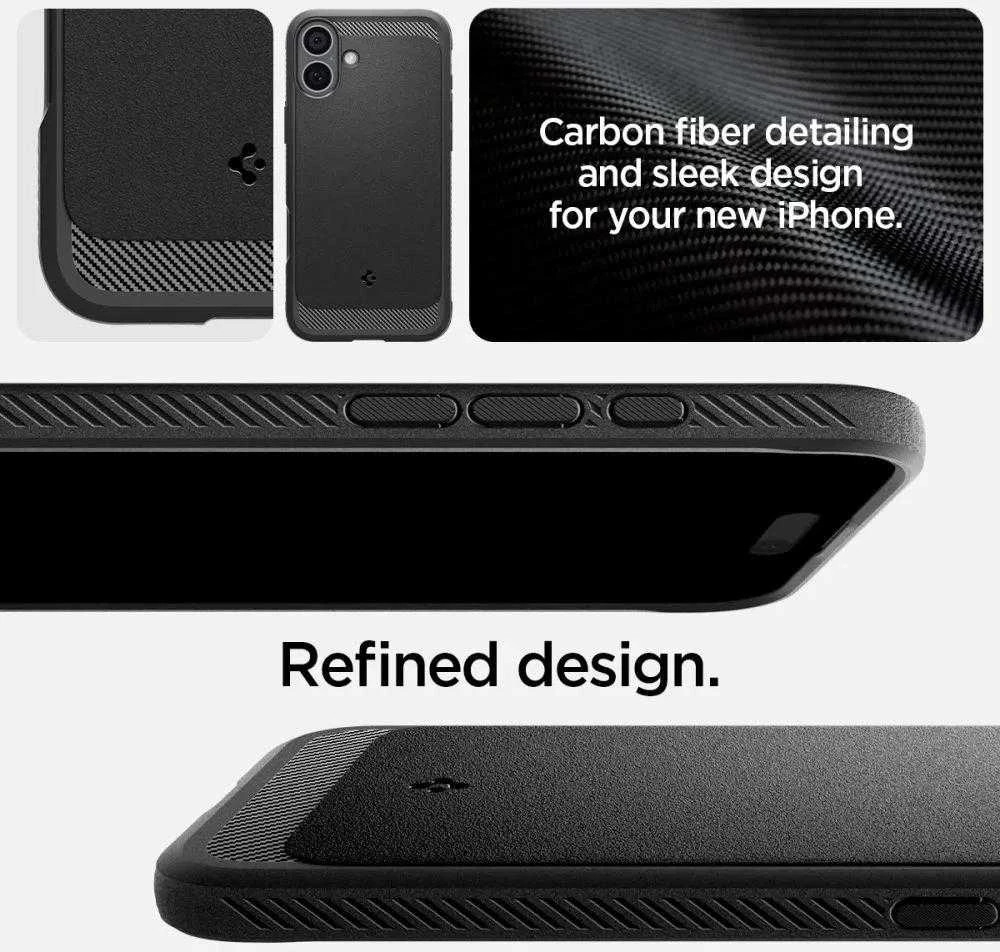 Spigen dėklas RUGGED ARMOR MAG compatible su MagSafe skirtas Apple iPhone 16 matte juodos spalvos