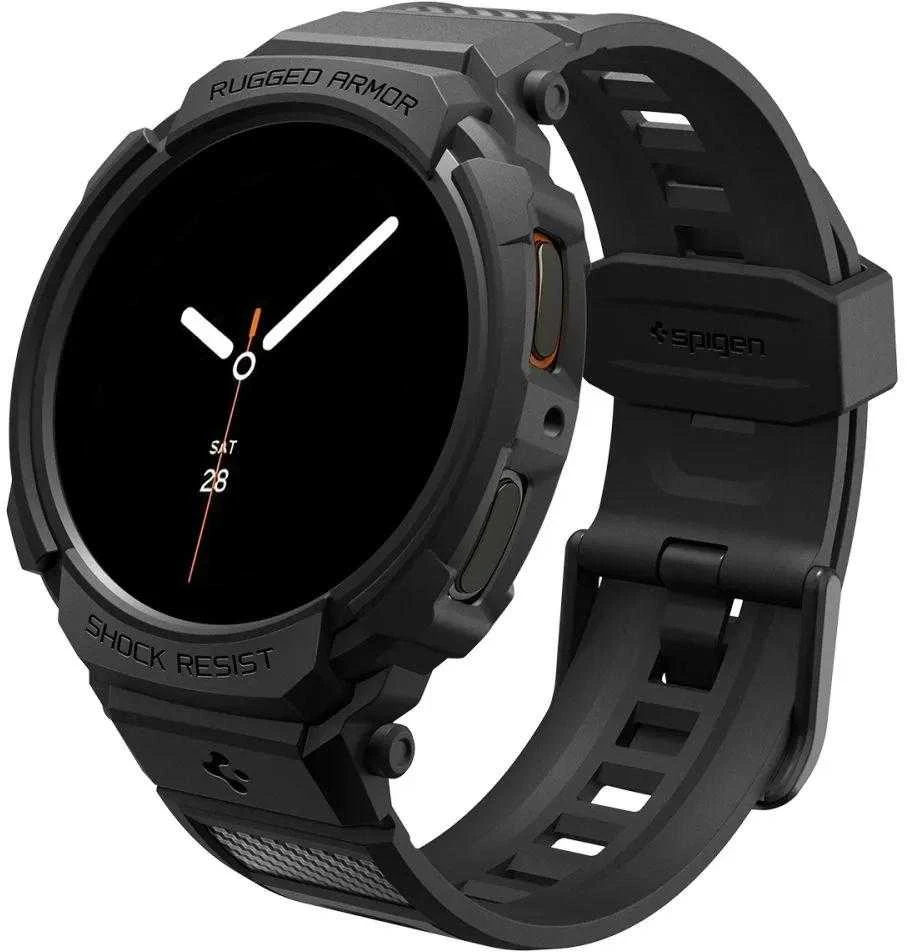 „Spigen Rugged Armor Pro“, matinis juodas - „Galaxy Watch 8“ (40 mm)
