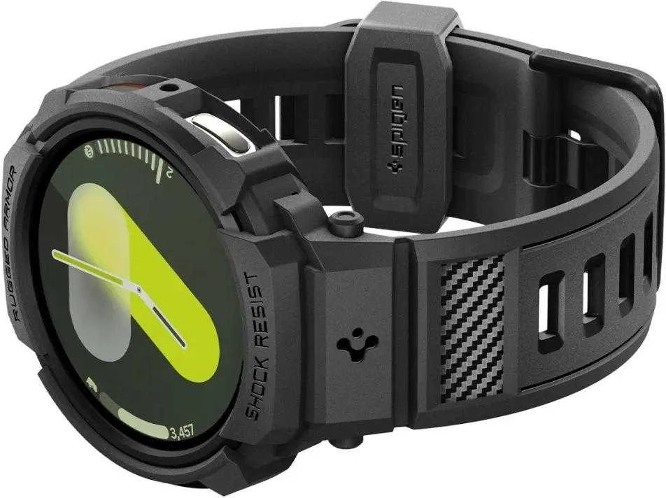 „Spigen Rugged Armor Pro“, matinis juodas - „Galaxy Watch 8“ (44 mm)