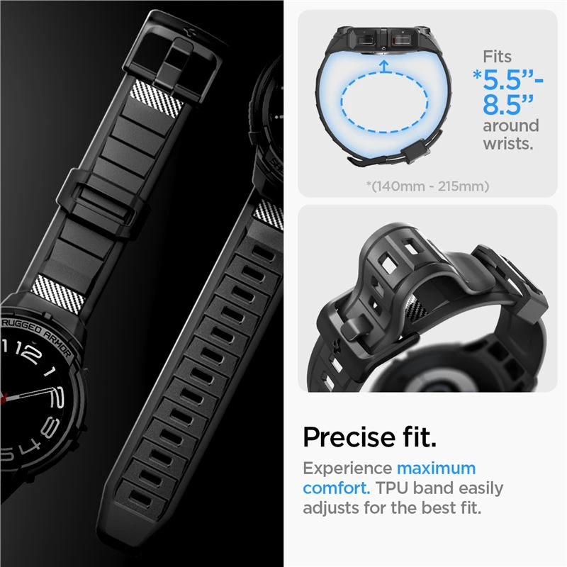 Spigen Rugged Armor Pro, juodos spalvos – Samsung Galaxy Watch6 Classic 47mm