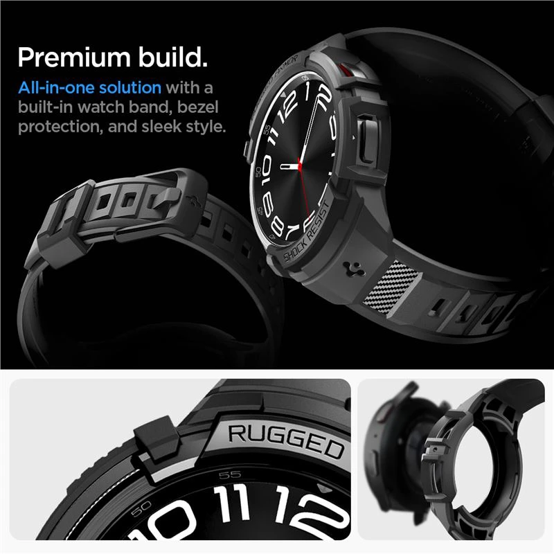 Spigen Rugged Armor Pro, juodos spalvos – Samsung Galaxy Watch6 Classic 47mm