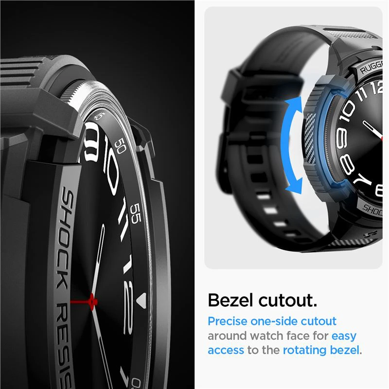 Spigen Rugged Armor Pro, juodos spalvos – Samsung Galaxy Watch6 Classic 47mm