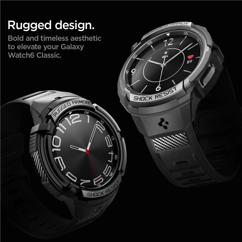 Spigen Rugged Armor Pro, juodos spalvos – Samsung Galaxy Watch6 Classic 47mm