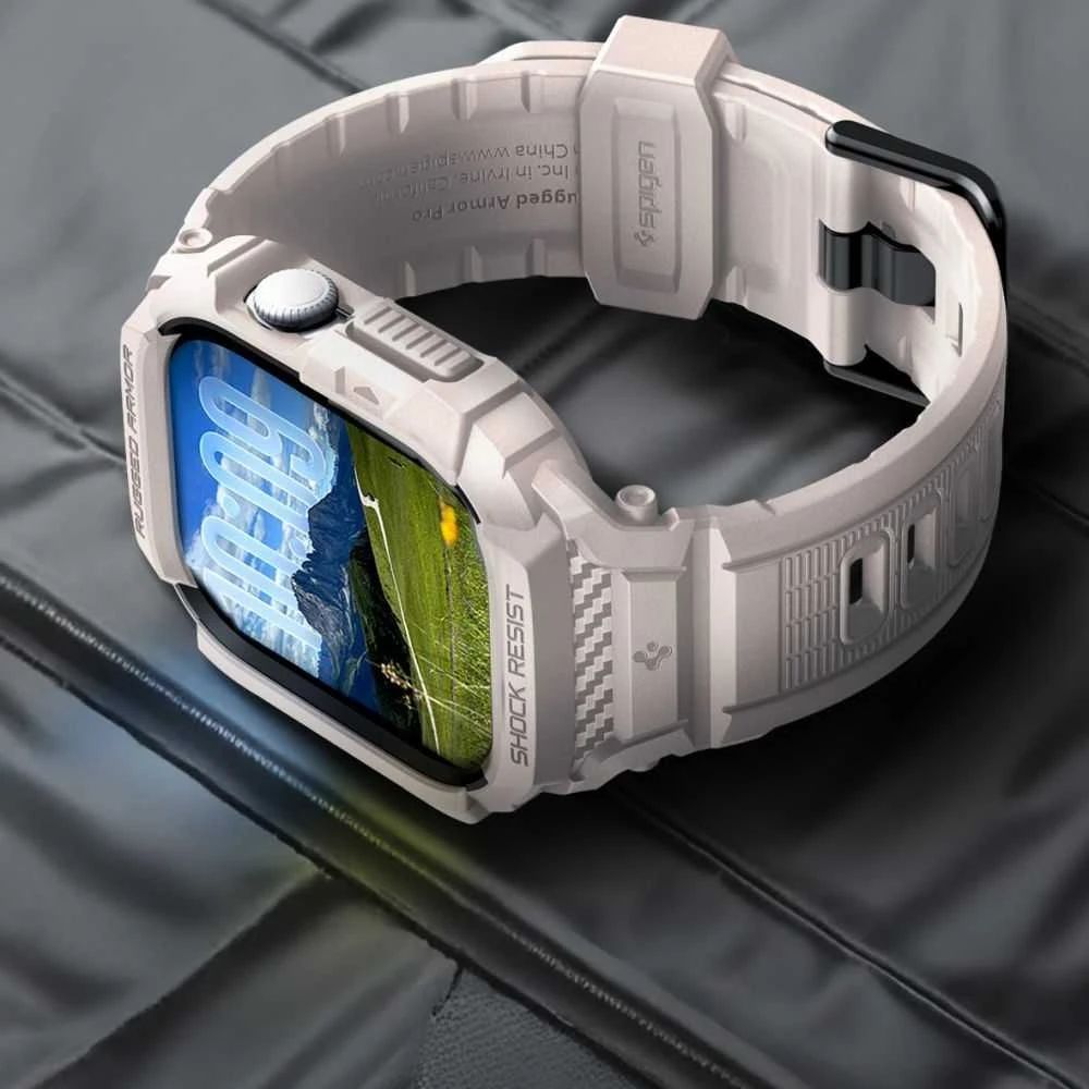 Spigen Rugged Armor ”Pro” V2 Apple Watch 10 / 11 (46 mm) Dune rusvai gelsvas