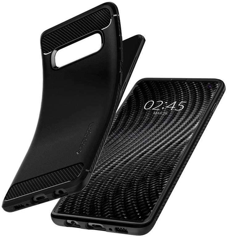 Spigen Rugged Armor - dėklas skirtas Samsung Galaxy S10 Juodas