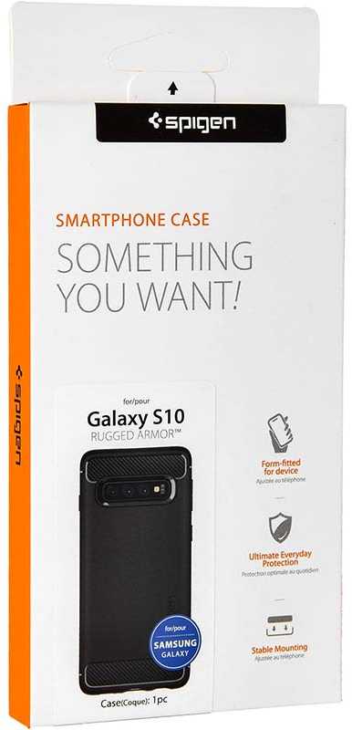 Spigen Rugged Armor - dėklas skirtas Samsung Galaxy S10 Juodas