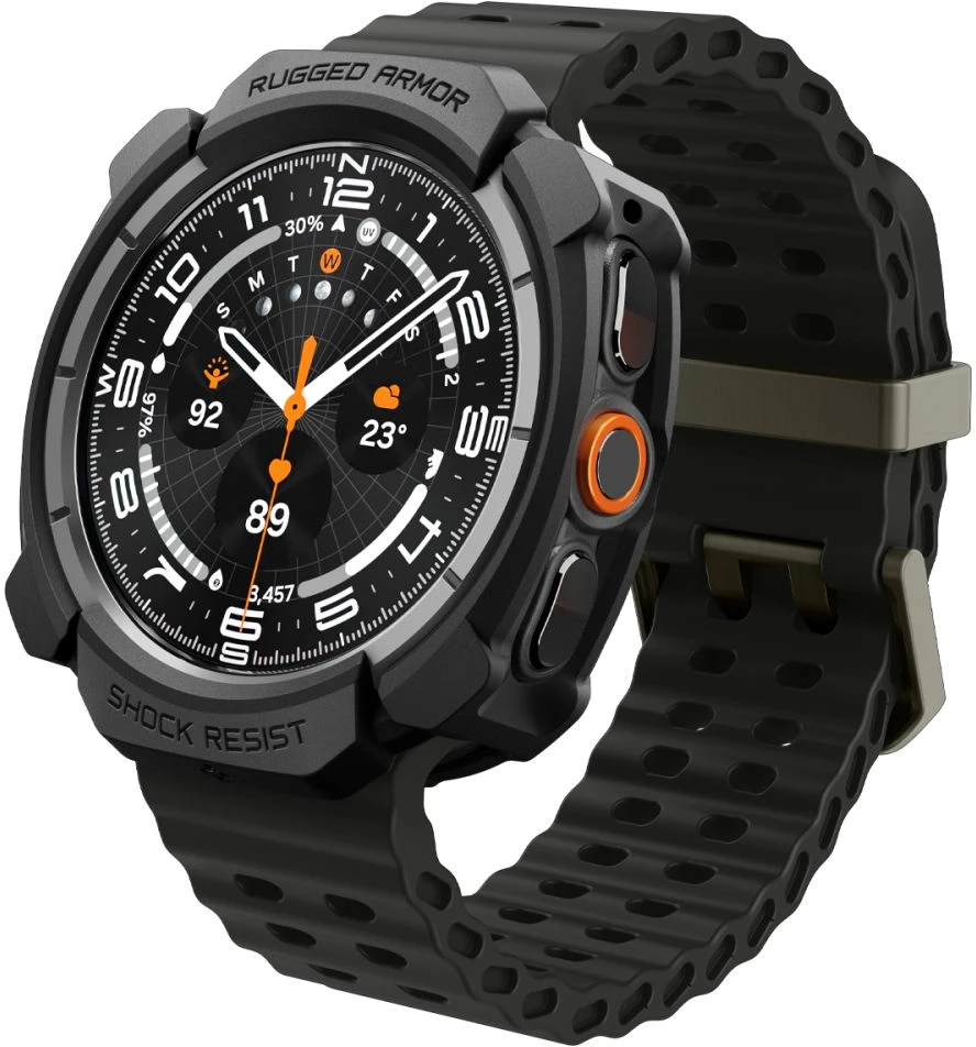 Spigen RUGGED ARMOR Samsung Galaxy WATCH ULTRA 2 2026 (47 MM) MATINĖ JUODA