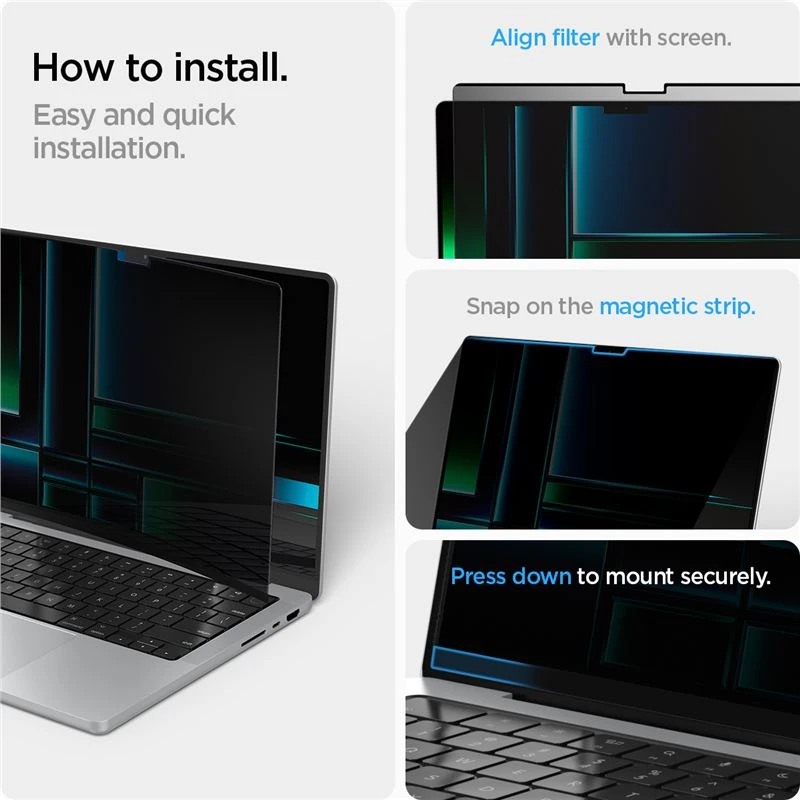 Spigen „SafeView“ 1 pakuotė – „MacBook Pro 16“ M4 2024/M3 2023/M2 2023/M1 2021