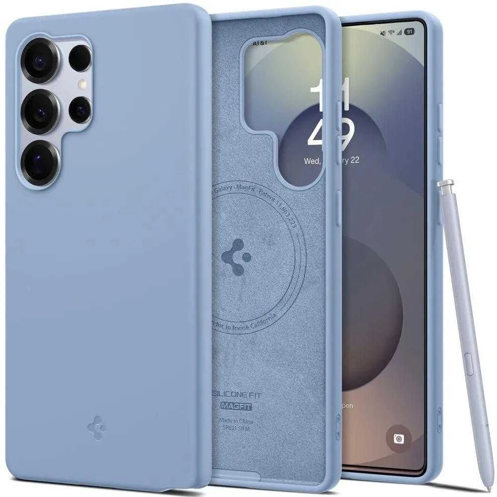 Spigen Silicone Fit Mag Samsung Galaxy S25 Ultra – dėklas telefonui mėlynos spalvos