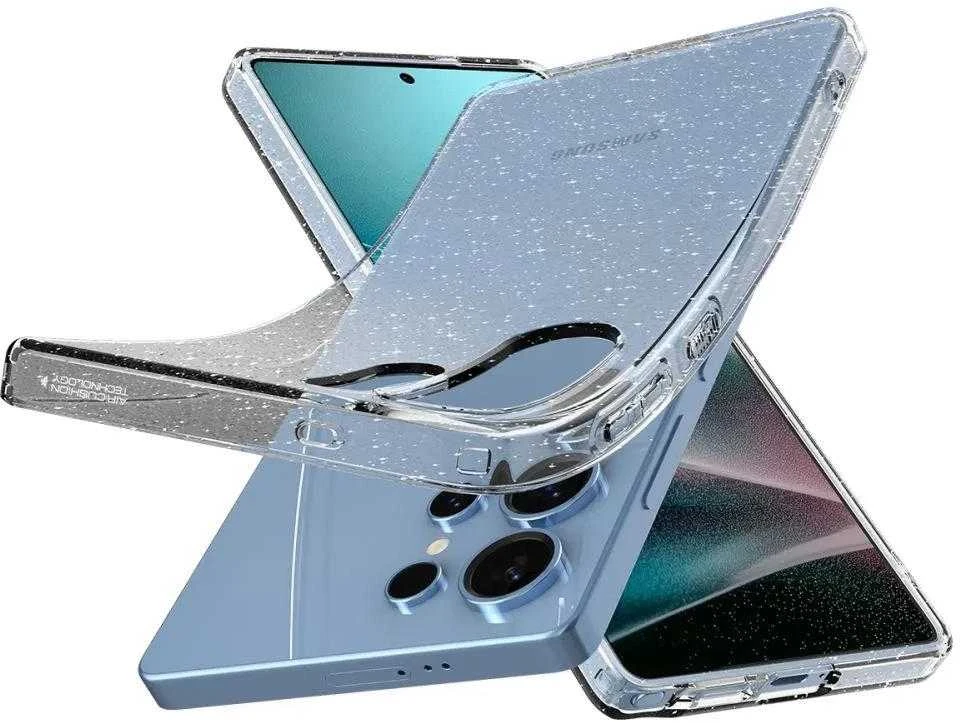 Dėklas Spigen skystųjų kristalų „Samsung Galaxy S25 Ultra“ – skaidrūs blizgučiai