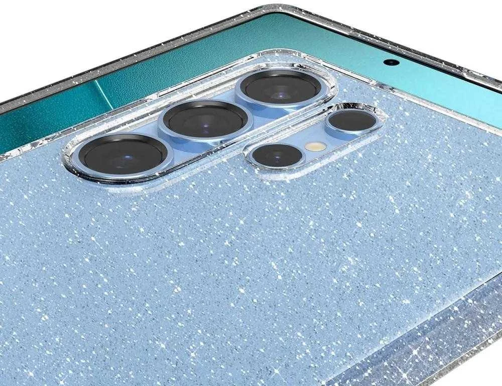 Dėklas Spigen skystųjų kristalų „Samsung Galaxy S25 Ultra“ – skaidrūs blizgučiai