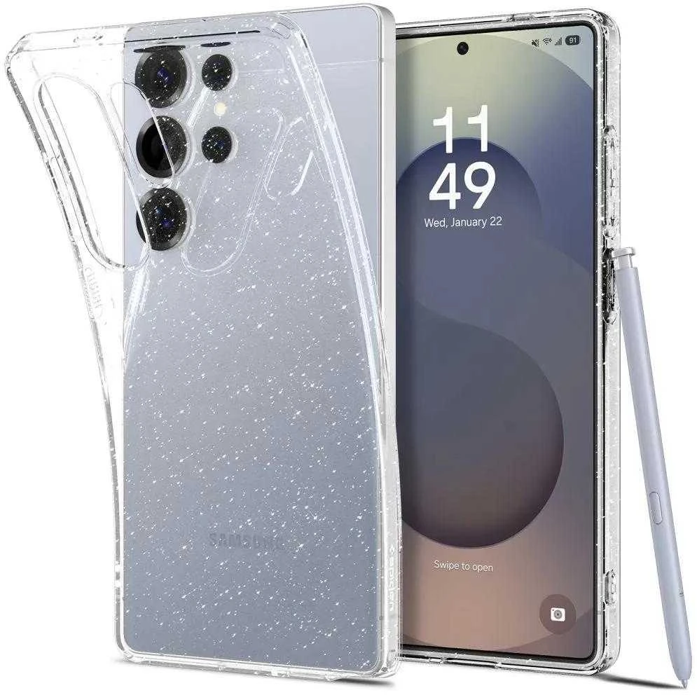 Dėklas Spigen skystųjų kristalų „Samsung Galaxy S25 Ultra“ – skaidrūs blizgučiai