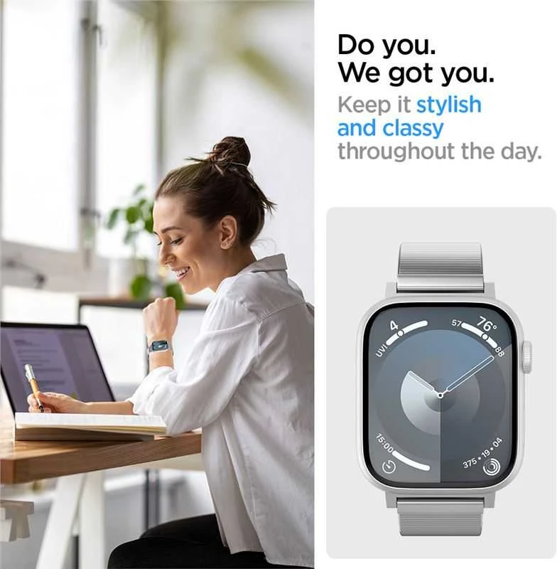 Spigen Sleek Link, sidabrinis - Apple Watch 49mm/46mm/45mm/44mm/42mm