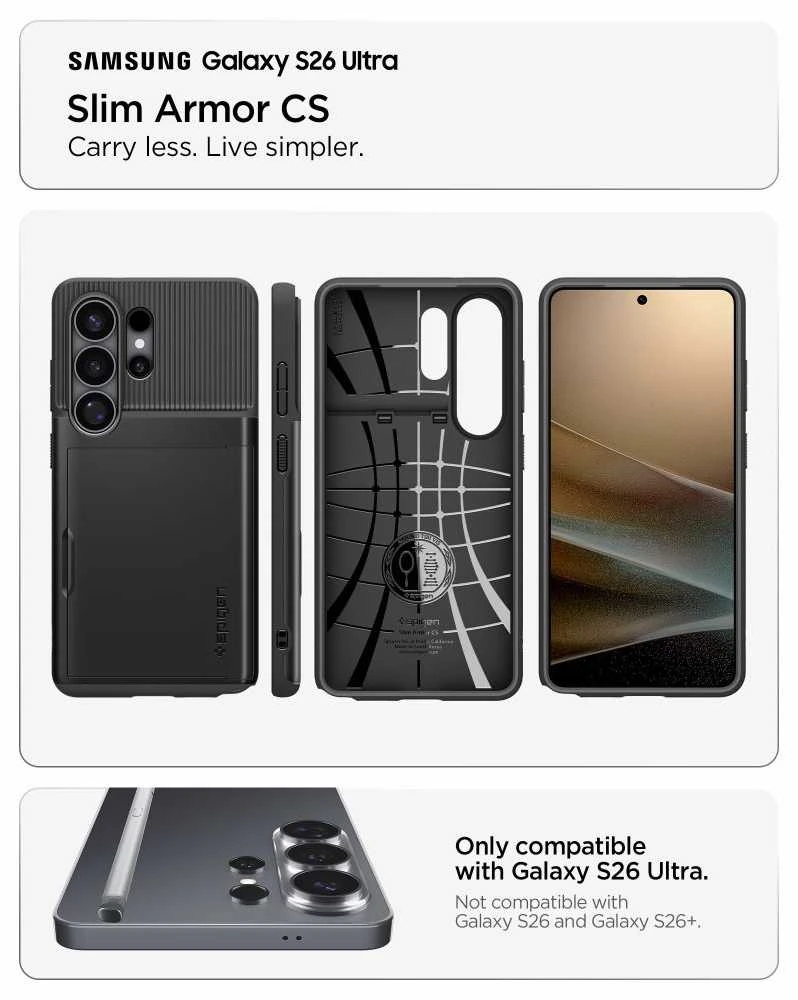 Spigen Slim Armor CS dėklas Samsung Galaxy S26 Ultra juodos spalvos