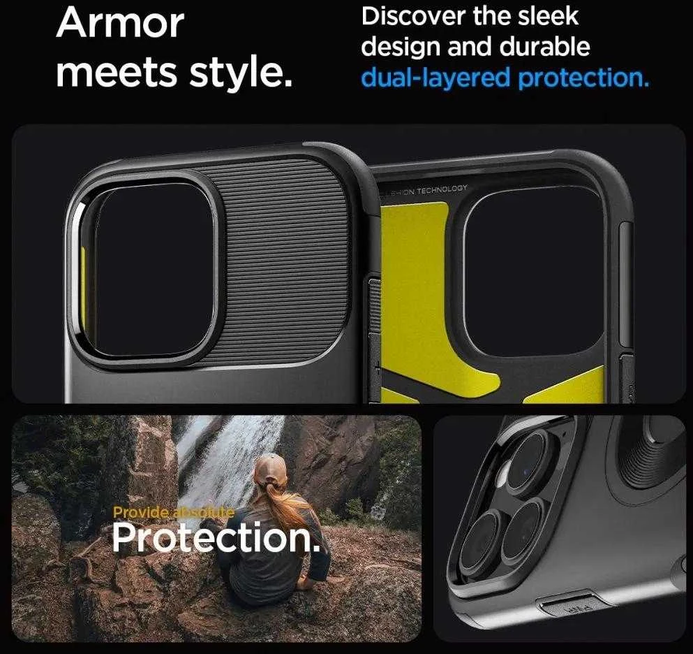Dėklas Spigen Slim Armor MagSafe, juodos spalvos – Apple iPhone 16 Pro