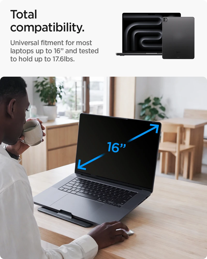 Spigen Slim Fold Nešiojamas kompiuteris & Planšetė Stand LD201-S8, juodas