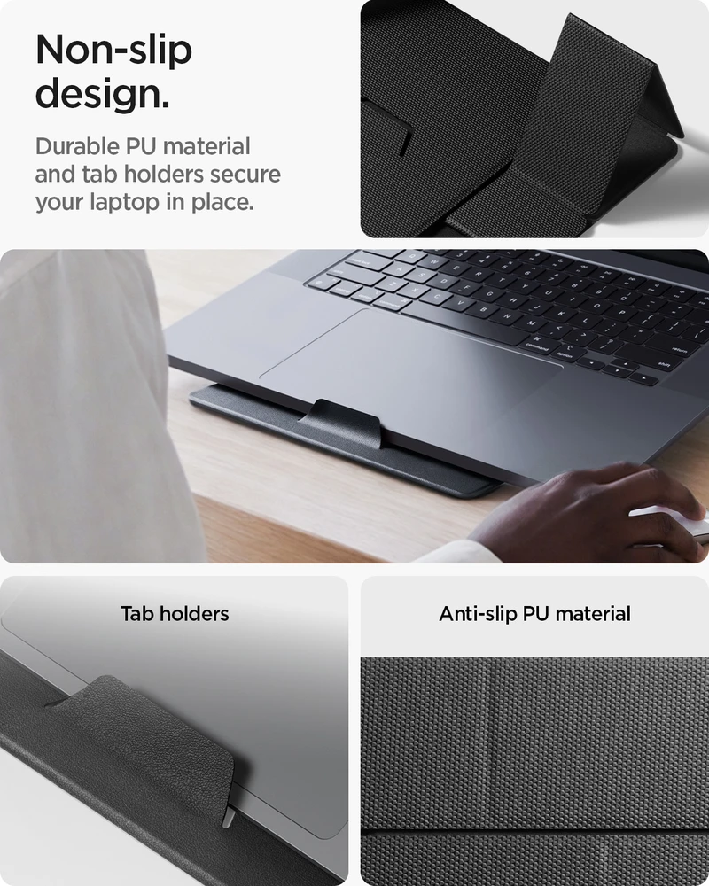 Spigen Slim Fold Nešiojamas kompiuteris & Planšetė Stand LD201-S8, juodas