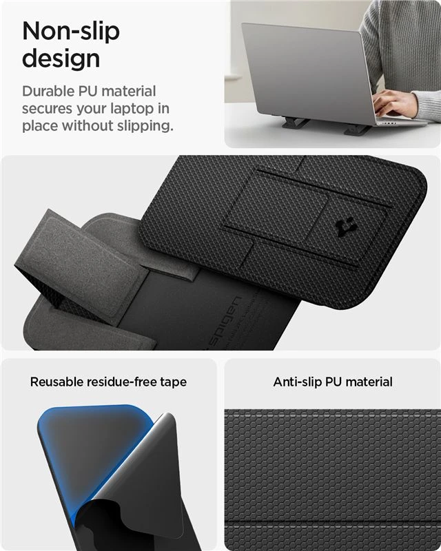 Ergonomiškas stovas Spigen Slimfold Nešiojamas kompiuteris Stand LD201-S2, juodas