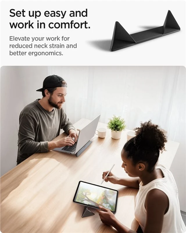 Ergonomiškas stovas Spigen Slimfold Nešiojamas kompiuteris Stand LD201-S4, juodas