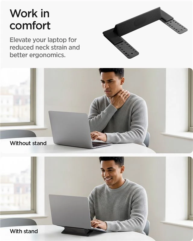Ergonomiškas stovas Spigen Slimfold Nešiojamas kompiuteris Stand LD201-S1, juodas