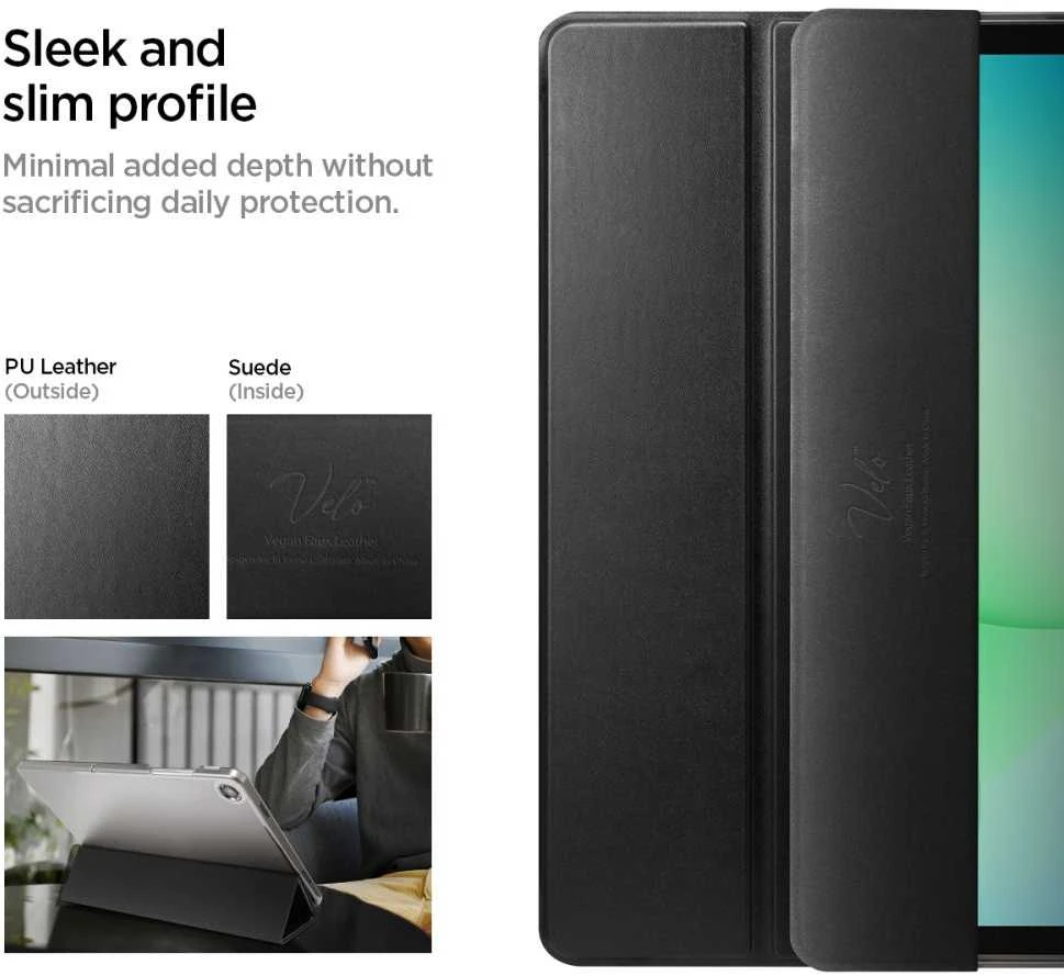 Spigen Smart Fold dėklas planšetei Galaxy Tab A9+ / A11+ Plus 11.0 X210 / X215 / X216 / X230 / X235 / X236 juodos spalvos