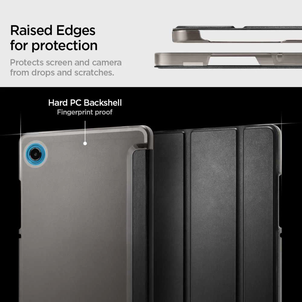 Spigen Smart Fold Galaxy Tab A9 / A11 8.7 X110 / X115 / X133 / X135 matinės juodos spalvos