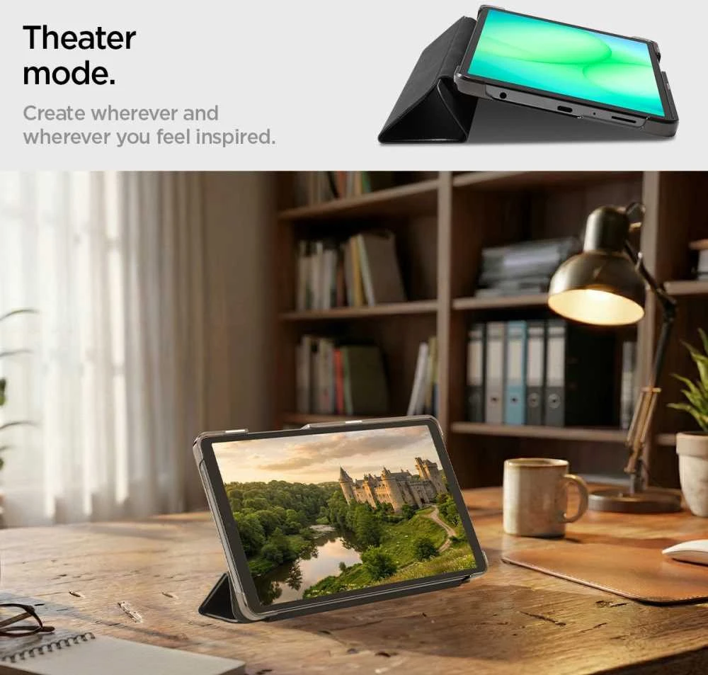 Spigen Smart Fold Galaxy Tab A9 / A11 8.7 X110 / X115 / X133 / X135 matinės juodos spalvos