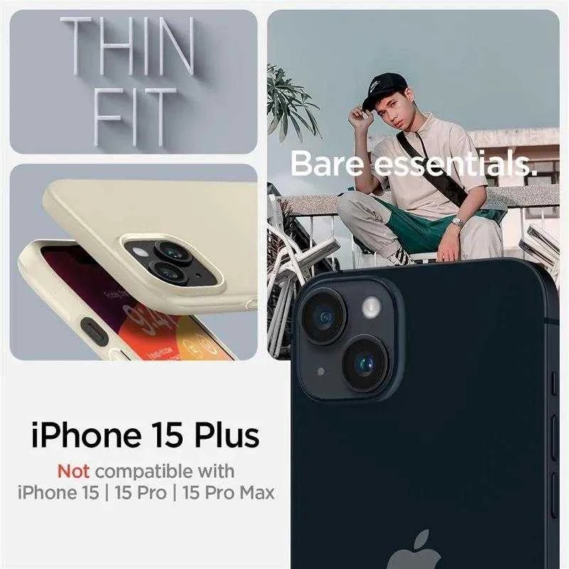 Spigen Thin Fit dėklas skirtas Apple iPhone 15 Plus,  spalva - Mute Beige