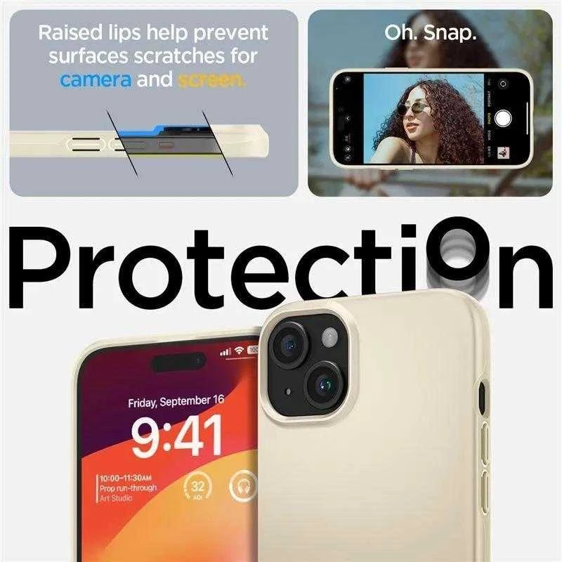 Spigen Thin Fit dėklas skirtas Apple iPhone 15 Plus,  spalva - Mute Beige