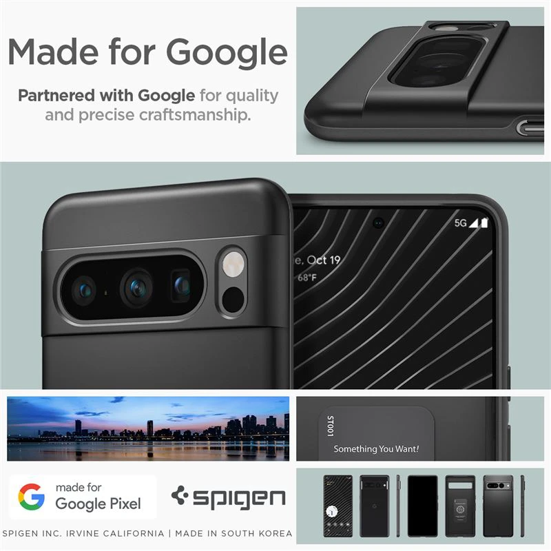 Dėklas Spigen Thin Fit, juodas - Google Pixel 8 Pro