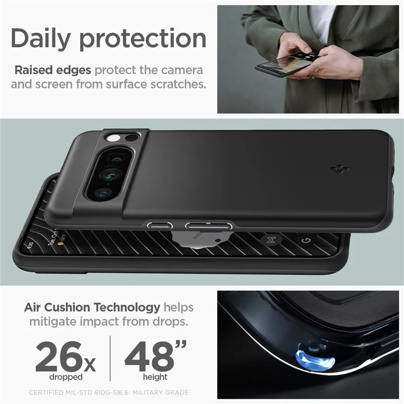 Dėklas Spigen Thin Fit, juodas - Google Pixel 8 Pro