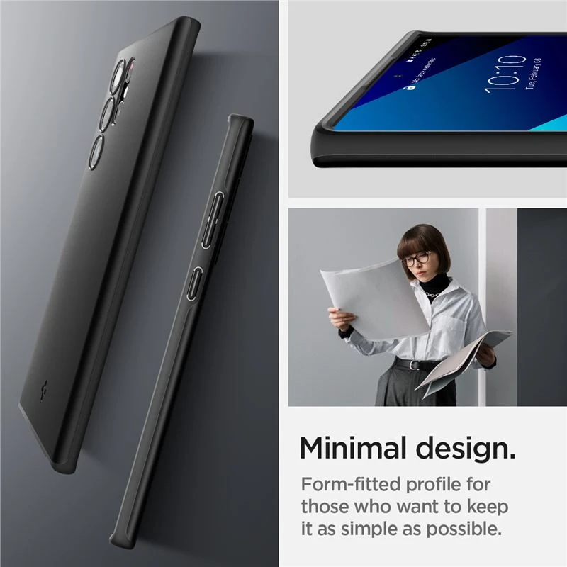 Dėklas Spigen Thin Fit, juodas – Samsung Galaxy S22 Ultra