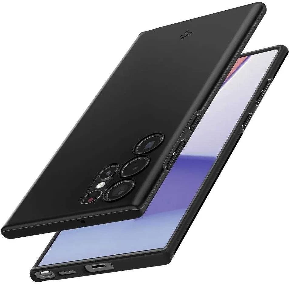 Dėklas Spigen Thin Fit, juodas – Samsung Galaxy S22 Ultra