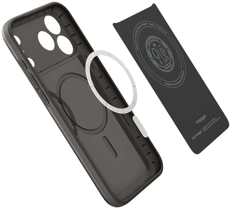 Dėklas Spigen Thin Fit MagSafe, gunmetal - iPhone 17 Pro Max