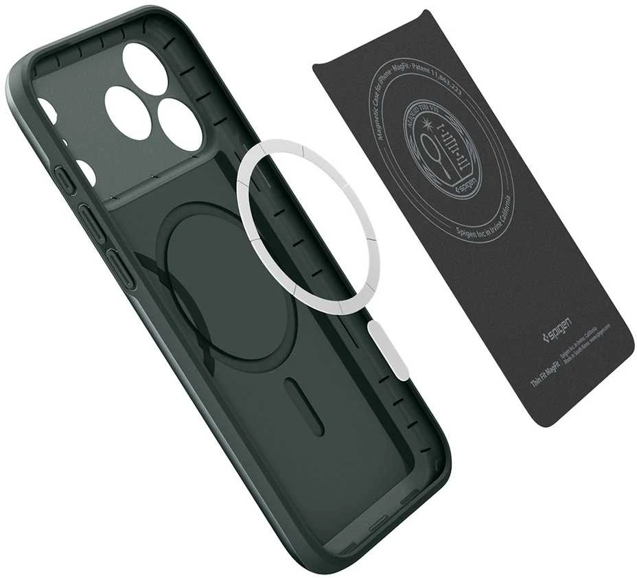 Spigen Thin Fit MagSafe dėklas skirtas Apple iPhone 17 Pro Max – žalios spalvos