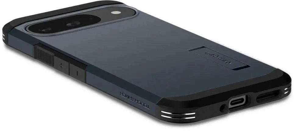 Dėklas „Spigen Tough Armor“, metalinis skalūno spalvos – „Google Pixel 9 Pro“ / „Pixel 9“