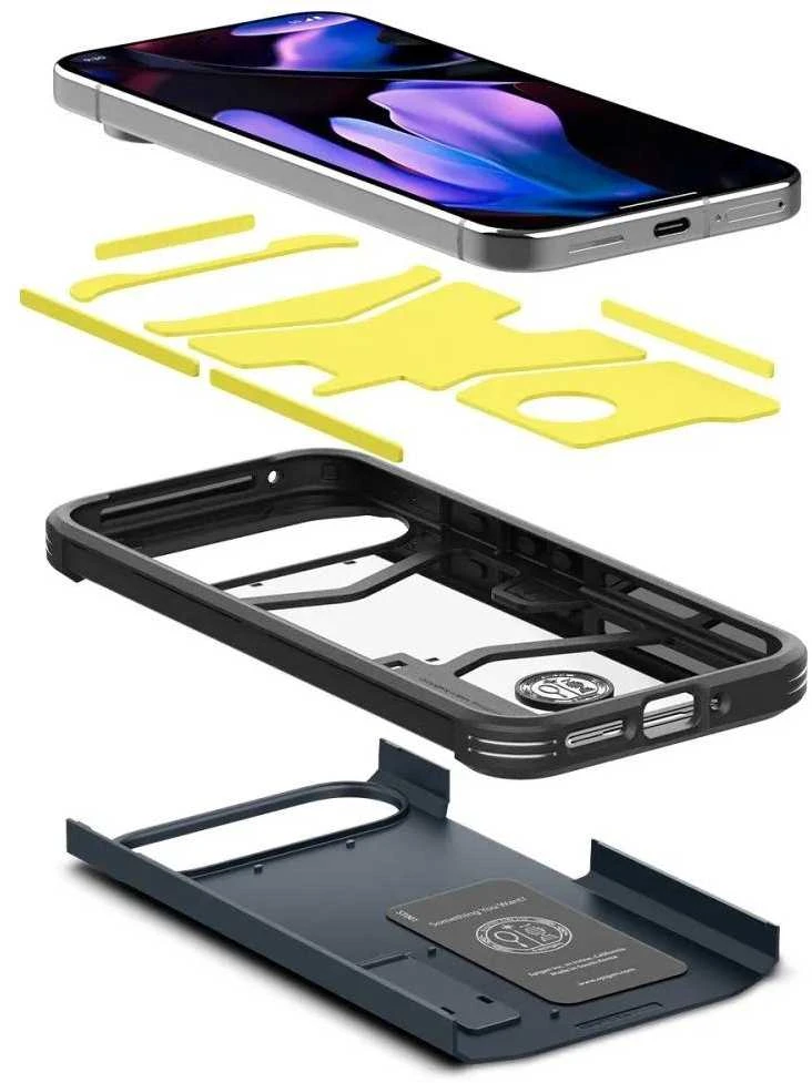 Dėklas „Spigen Tough Armor“, metalinis skalūno spalvos – „Google Pixel 9 Pro“ / „Pixel 9“
