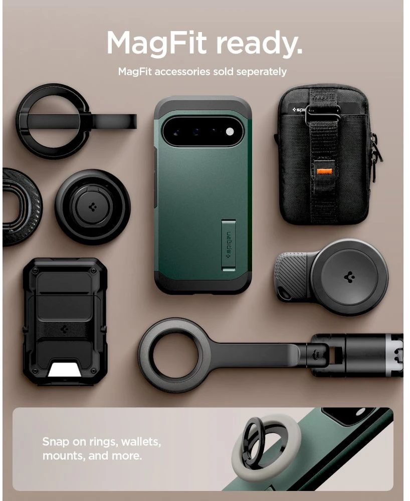 SPIGEN TOUGH ARMOR MAG MAGSAFE DĖKLAS GOOGLE PIXEL 11 ABYSS Žalias